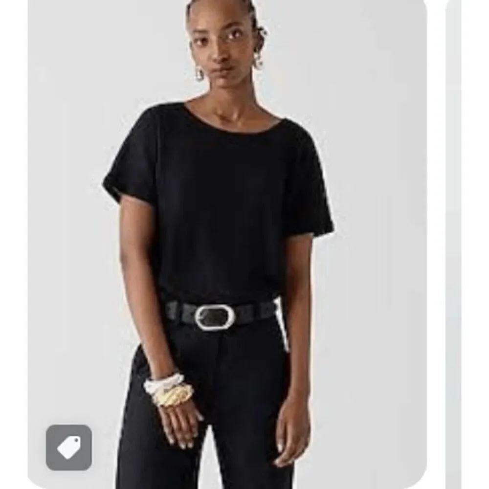 J. Crew Black Linen Tee Short Sleeve NWOT size XXS